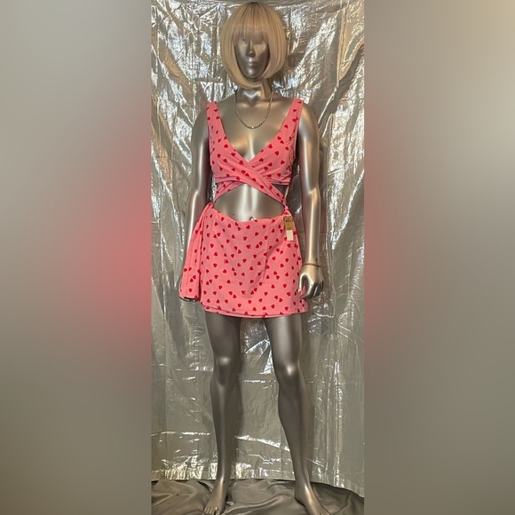 PINK Victoria's Secret Other - Sz L One piece Pink and Ted Hearts Swimsuit with Matching Wrap by Pink (2 PC)